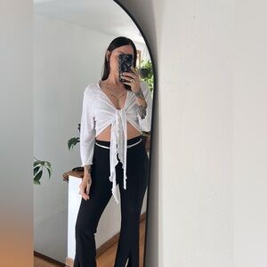 White Tie-Front Crop Top
